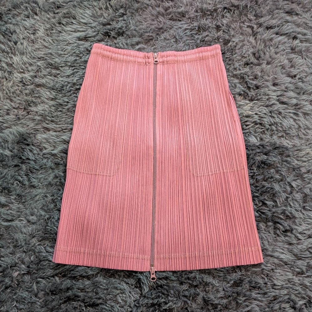 Issey Miyake Pleats Please red mauve skirt